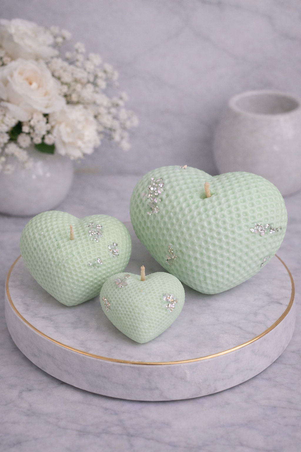 Heart Candle Set | Pastel Yellow Candle | Handmade Decorative Candle | Gift Set | Elegant Home Décor
