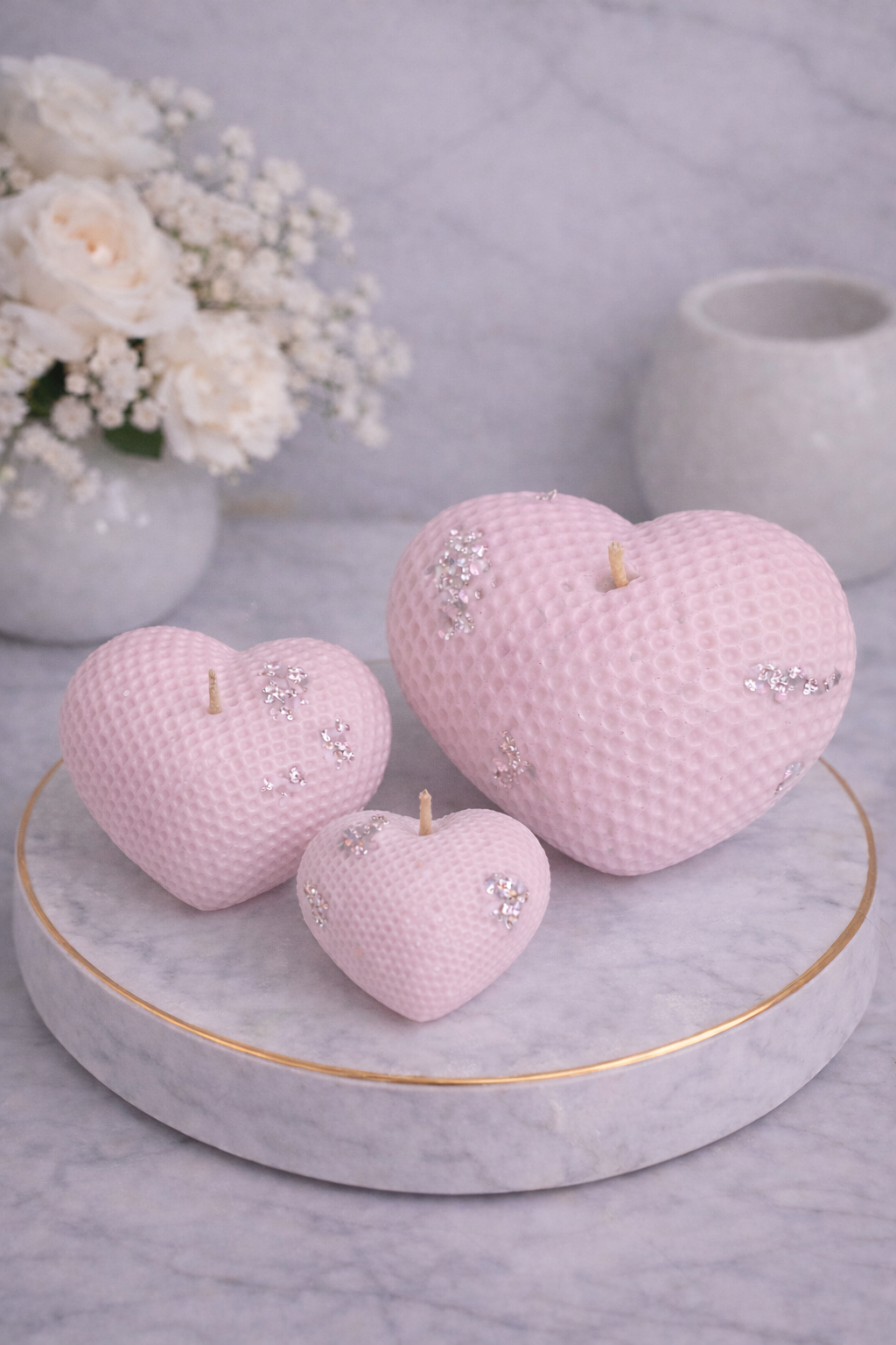 Heart Candle Set | Pastel Yellow Candle | Handmade Decorative Candle | Gift Set | Elegant Home Décor